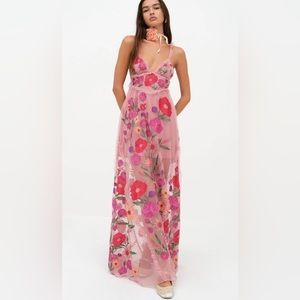 For Love & Lemons Kaylee Maxi Dress. Size Small. Worn Once. Slip sold together.